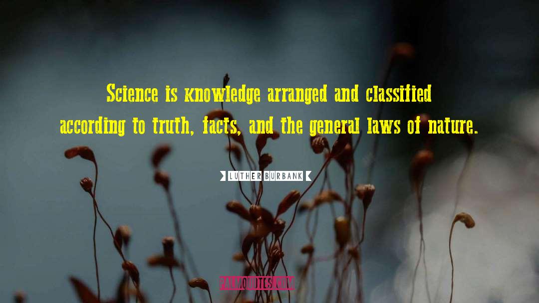 Luther Burbank Quotes: Science is knowledge arranged and