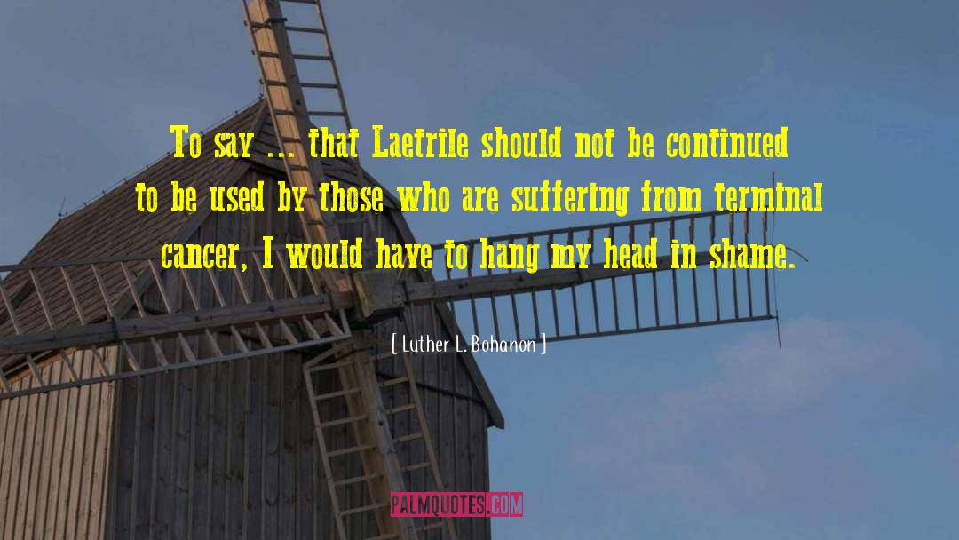 Luther L. Bohanon Quotes: To say ... that Laetrile