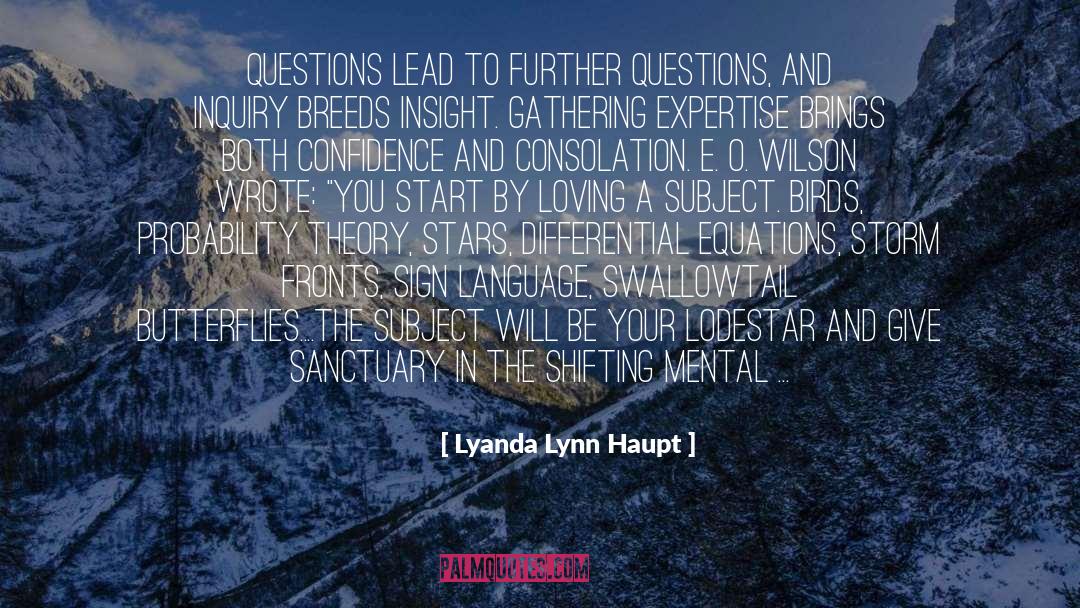 Lyanda Lynn Haupt Quotes: Questions lead to further questions,