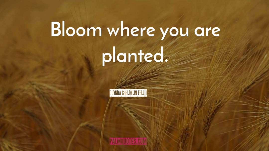 Lynda Cheldelin Fell Quotes: Bloom where you are planted.