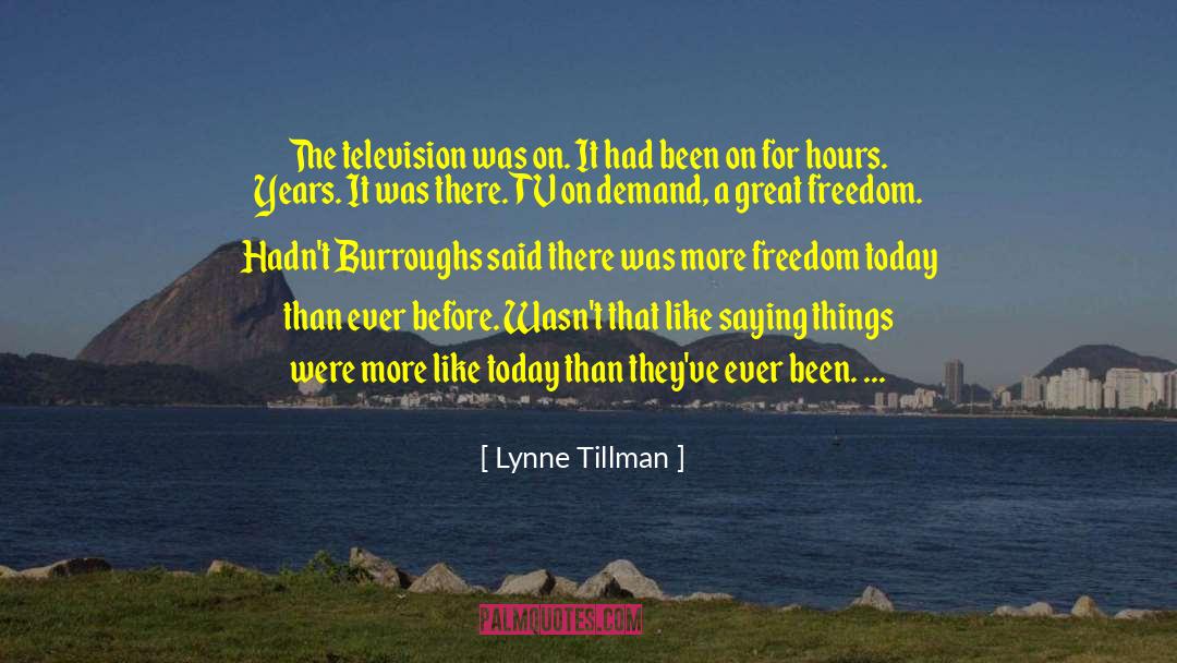 Lynne Tillman Quotes: The television was on. It