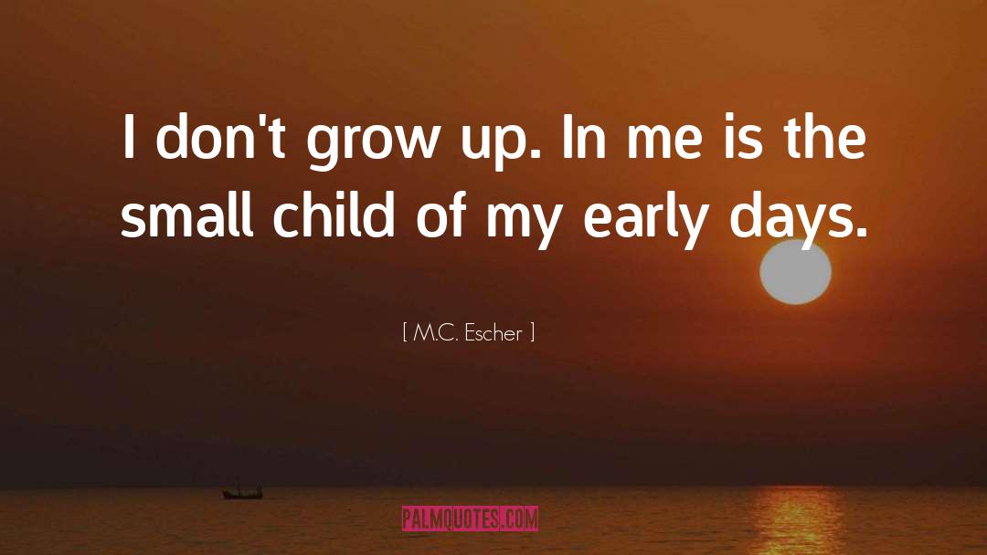 M.C. Escher Quotes: I don't grow up. In