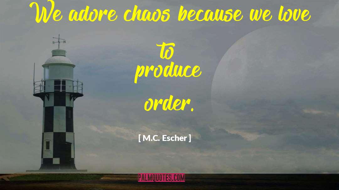 M.C. Escher Quotes: We adore chaos because we