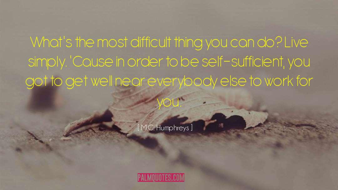 M.C. Humphreys Quotes: What's the most difficult thing