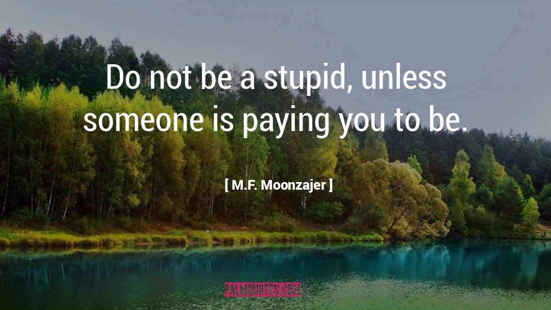 M.F. Moonzajer Quotes: Do not be a stupid,