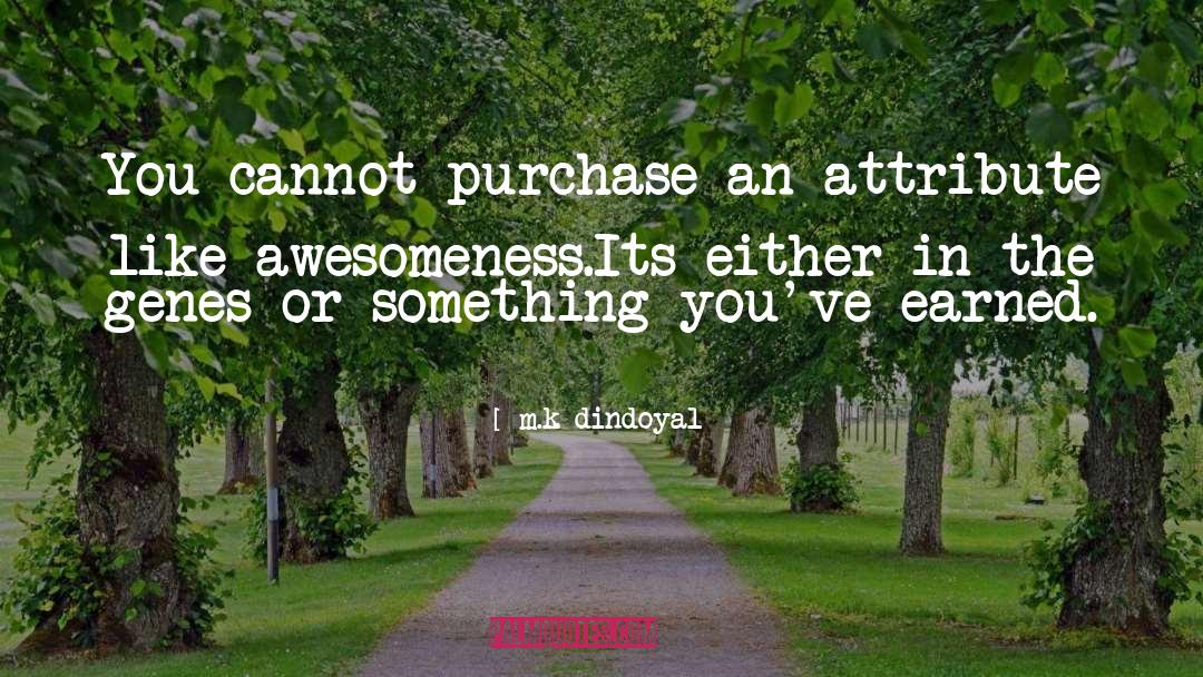 M.k Dindoyal Quotes: You cannot purchase an attribute