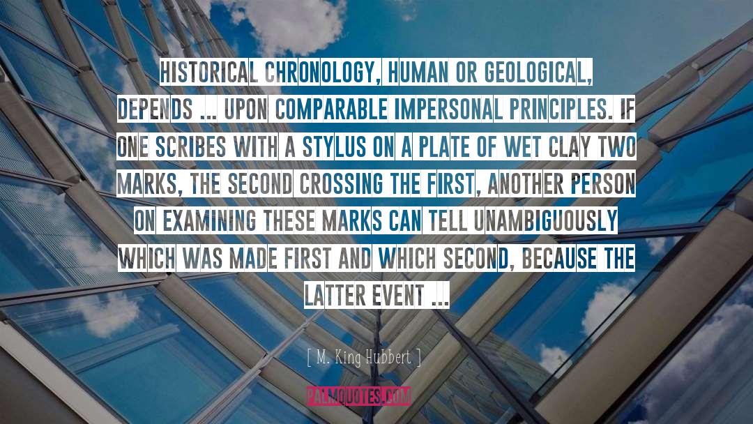 M. King Hubbert Quotes: Historical chronology, human or geological,