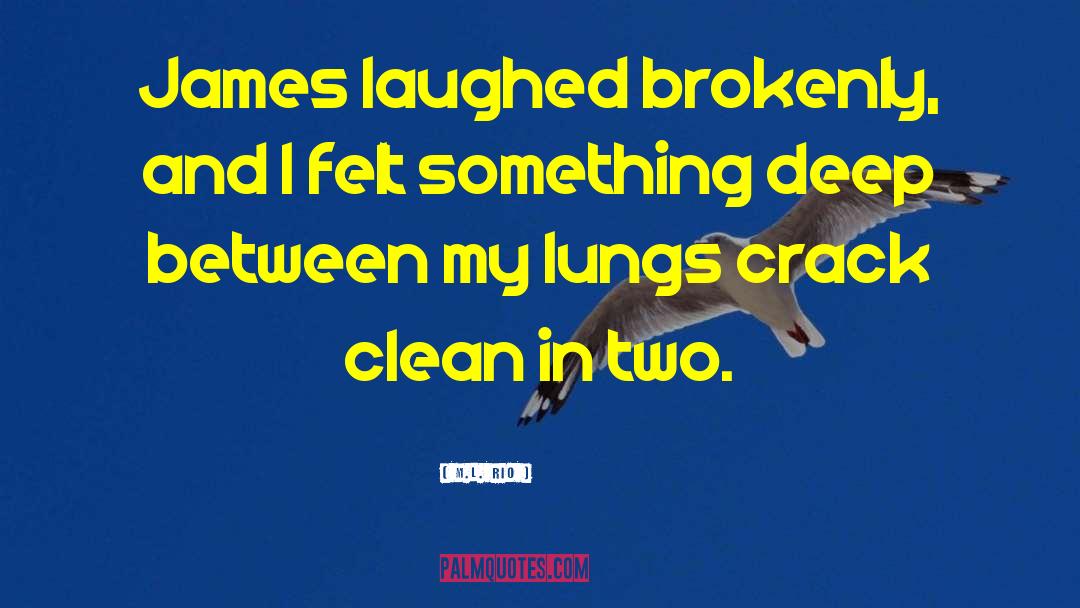M.L. Rio Quotes: James laughed brokenly, and I