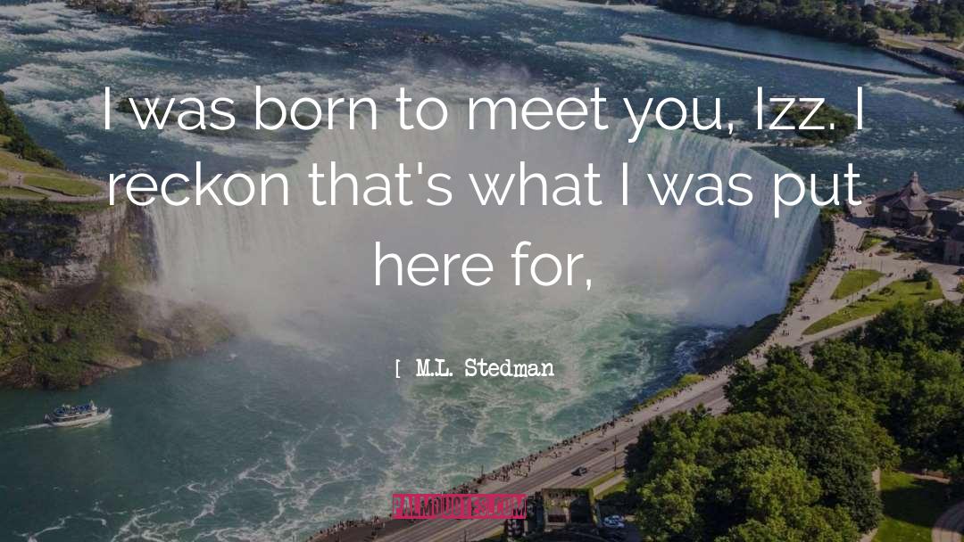 M.L. Stedman Quotes: I was born to meet