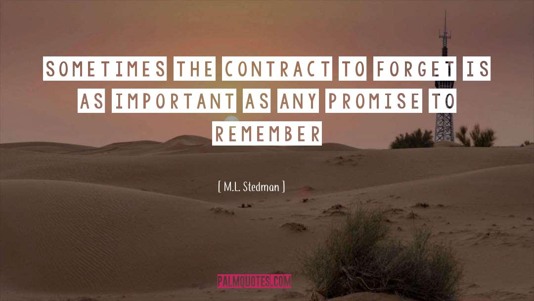 M.L. Stedman Quotes: Sometimes the contract to forget