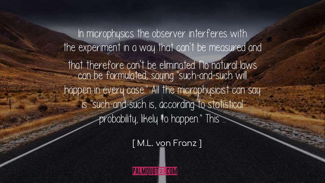 M.L. Von Franz Quotes: In microphysics the observer interferes