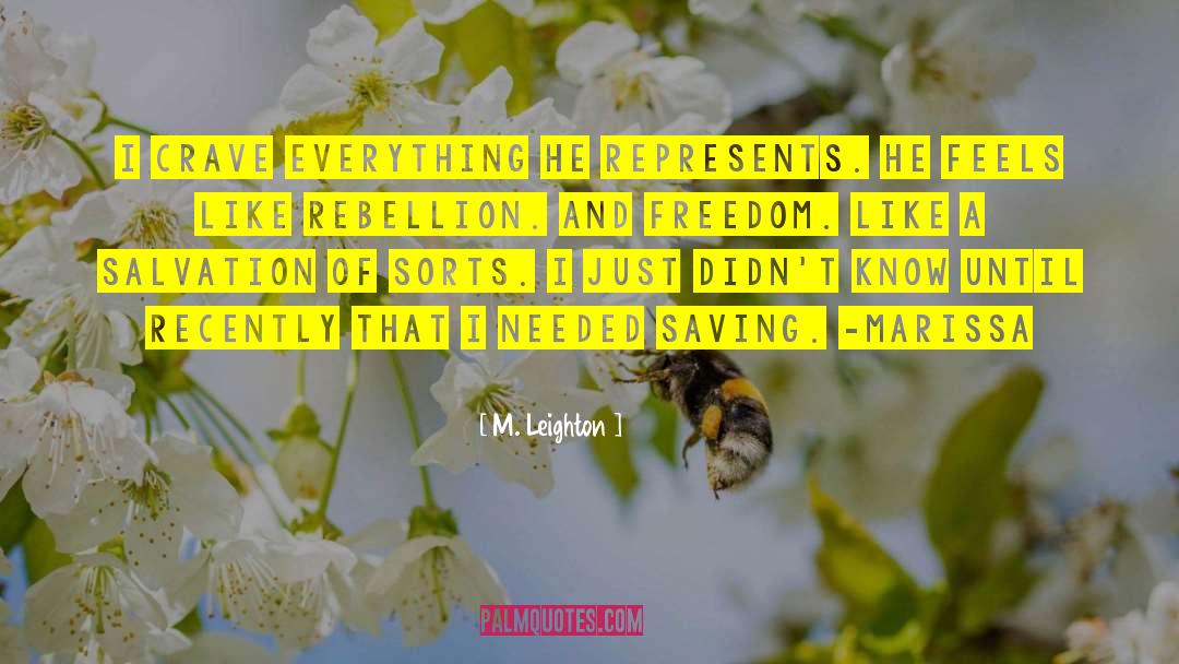 M. Leighton Quotes: I crave everything he represents.