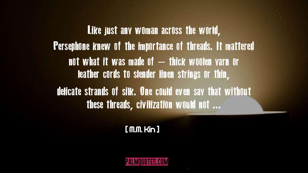 M.M. Kin Quotes: Like just any woman across