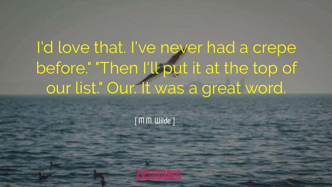 M.M. Wilde Quotes: I'd love that. I've never