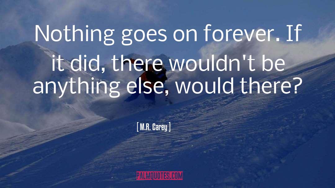 M.R. Carey Quotes: Nothing goes on forever. If