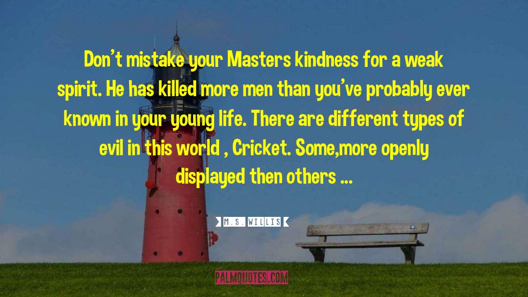 M.S. Willis Quotes: Don't mistake your Masters kindness