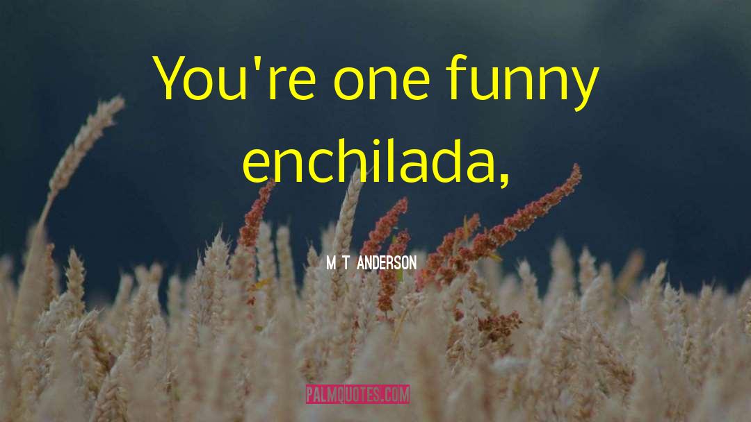 M T Anderson Quotes: You're one funny enchilada,