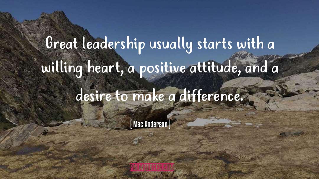 Mac Anderson Quotes: Great leadership usually starts with