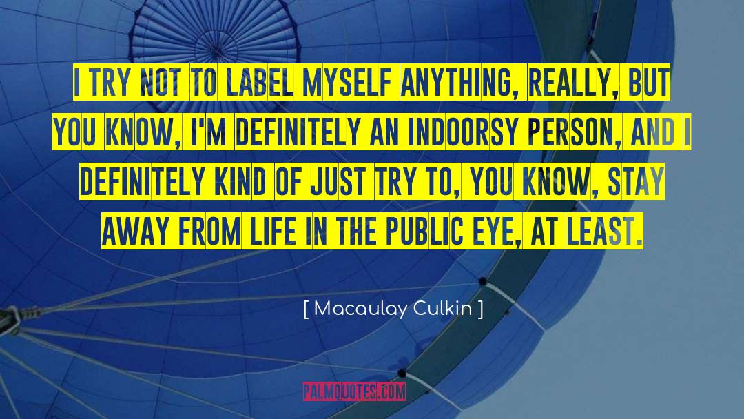 Macaulay Culkin Quotes: I try not to label
