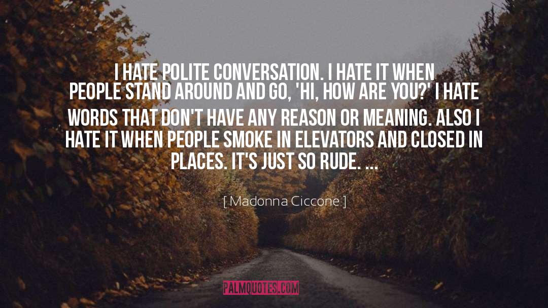 Madonna Ciccone Quotes: I hate polite conversation. I