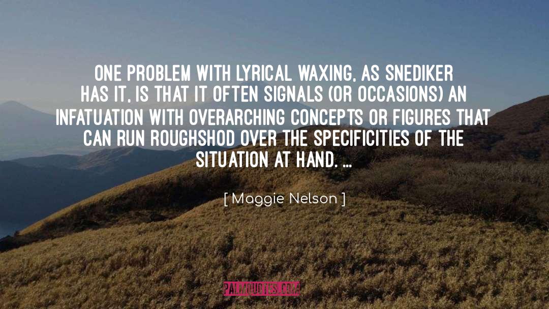 Maggie Nelson Quotes: One problem with lyrical waxing,