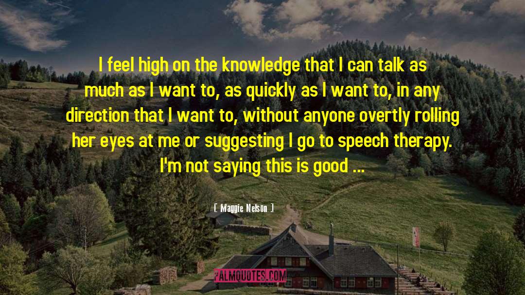 Maggie Nelson Quotes: I feel high on the