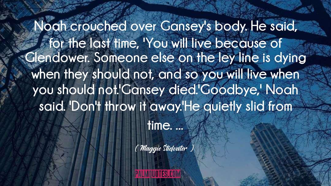 Maggie Stiefvater Quotes: Noah crouched over Gansey's body.