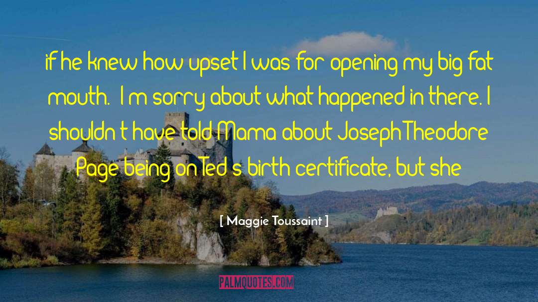 Maggie Toussaint Quotes: if he knew how upset