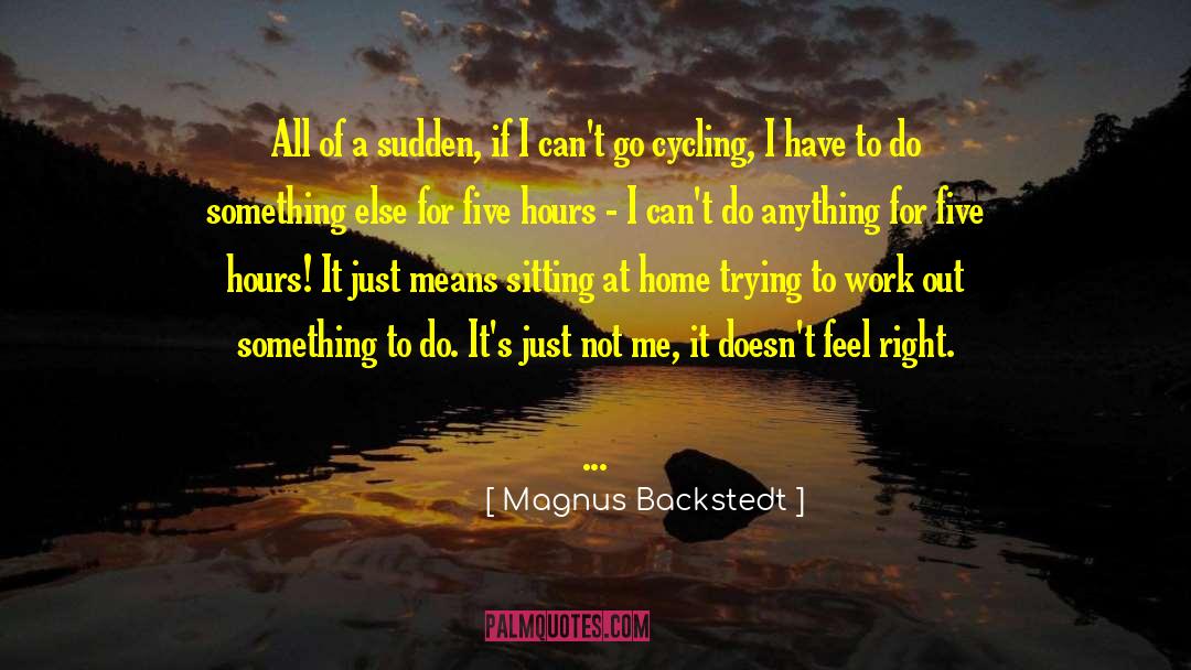 Magnus Backstedt Quotes: All of a sudden, if