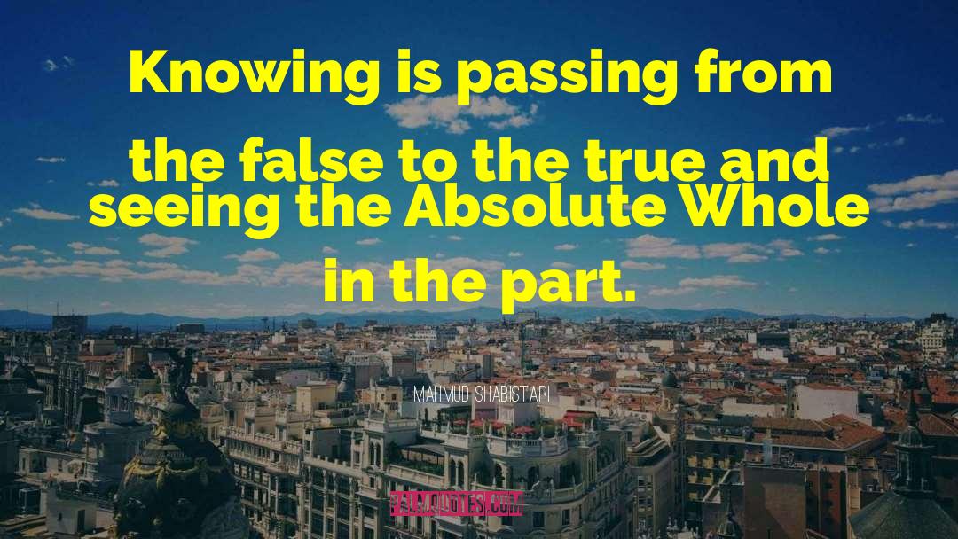 Mahmud Shabistari Quotes: Knowing is passing from the