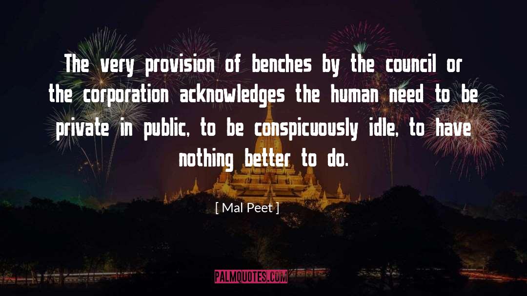 Mal Peet Quotes: The very provision of benches