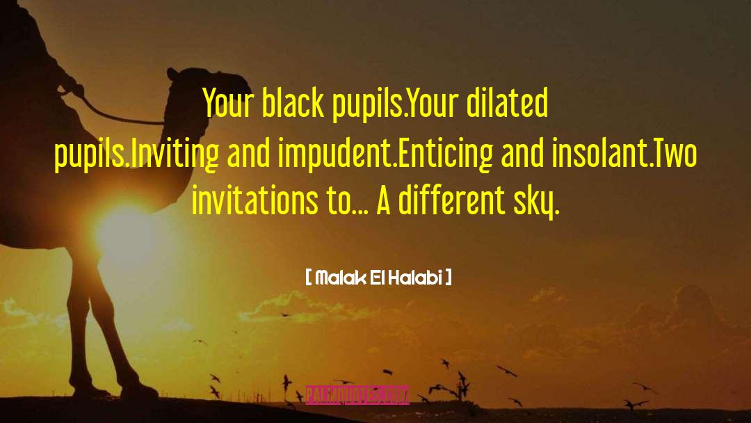 Malak El Halabi Quotes: Your black pupils.<br />Your dilated