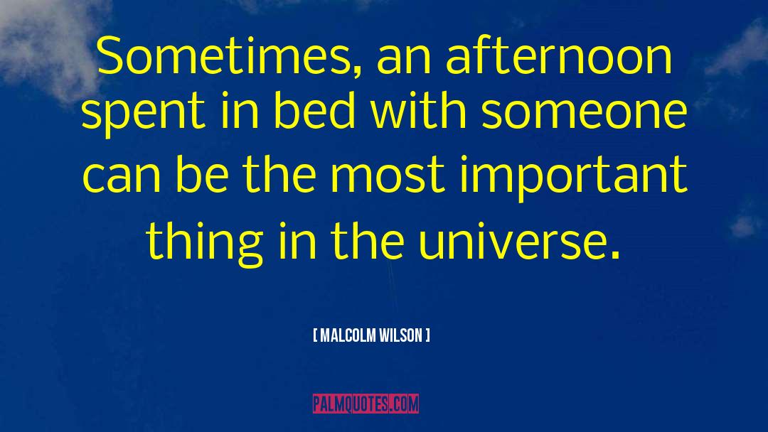 Malcolm Wilson Quotes: Sometimes, an afternoon spent in
