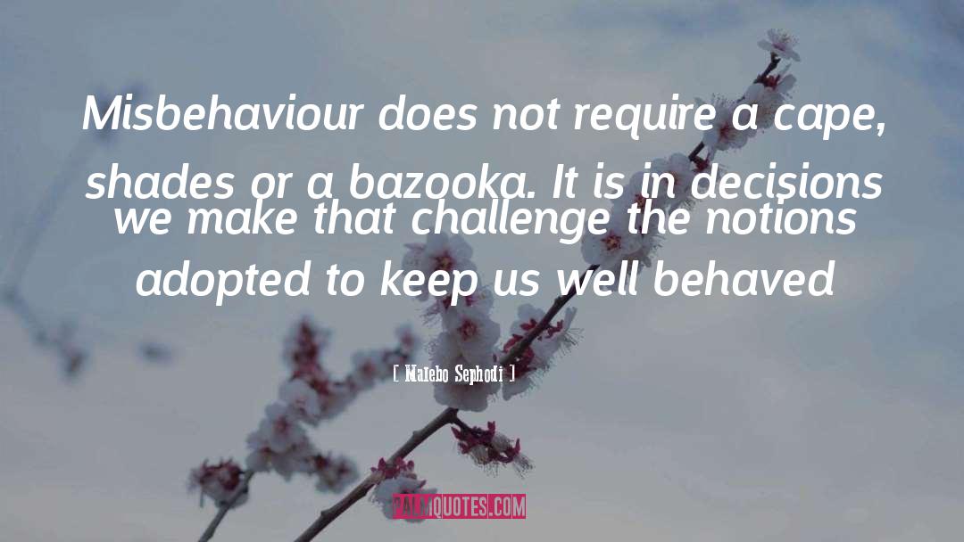 Malebo Sephodi Quotes: Misbehaviour does not require a