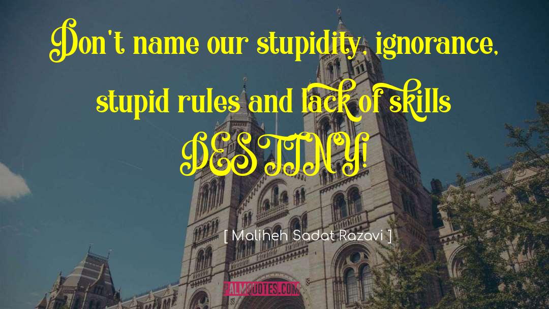 Maliheh Sadat Razavi Quotes: Don't name our stupidity, ignorance,