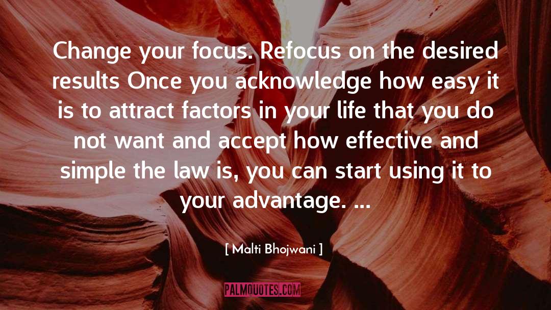 Malti Bhojwani Quotes: Change your focus. Refocus on