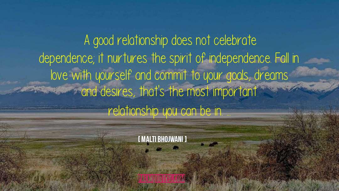 Malti Bhojwani Quotes: A good relationship does not