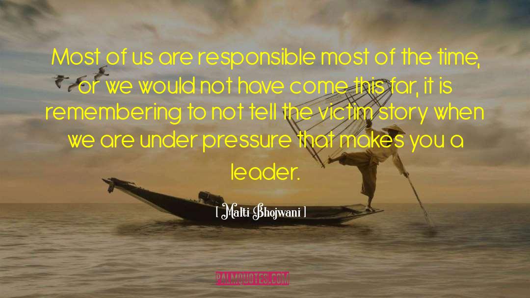 Malti Bhojwani Quotes: Most of us are responsible