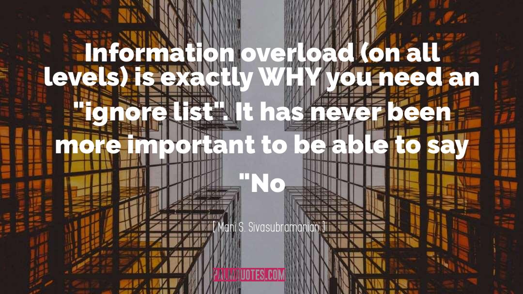 Mani S. Sivasubramanian Quotes: Information overload (on all levels)