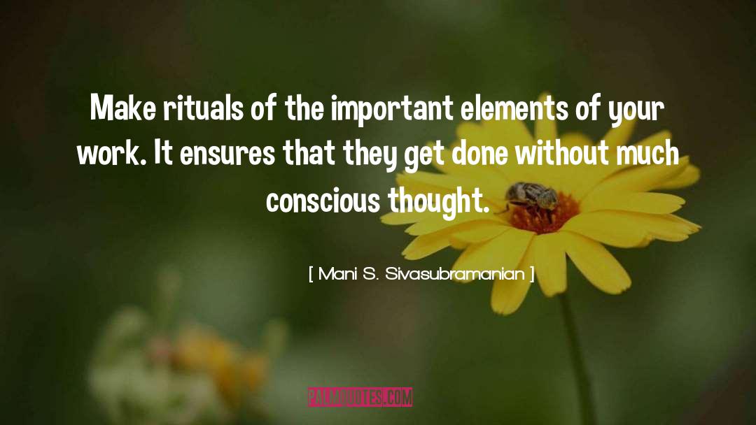 Mani S. Sivasubramanian Quotes: Make rituals of the important
