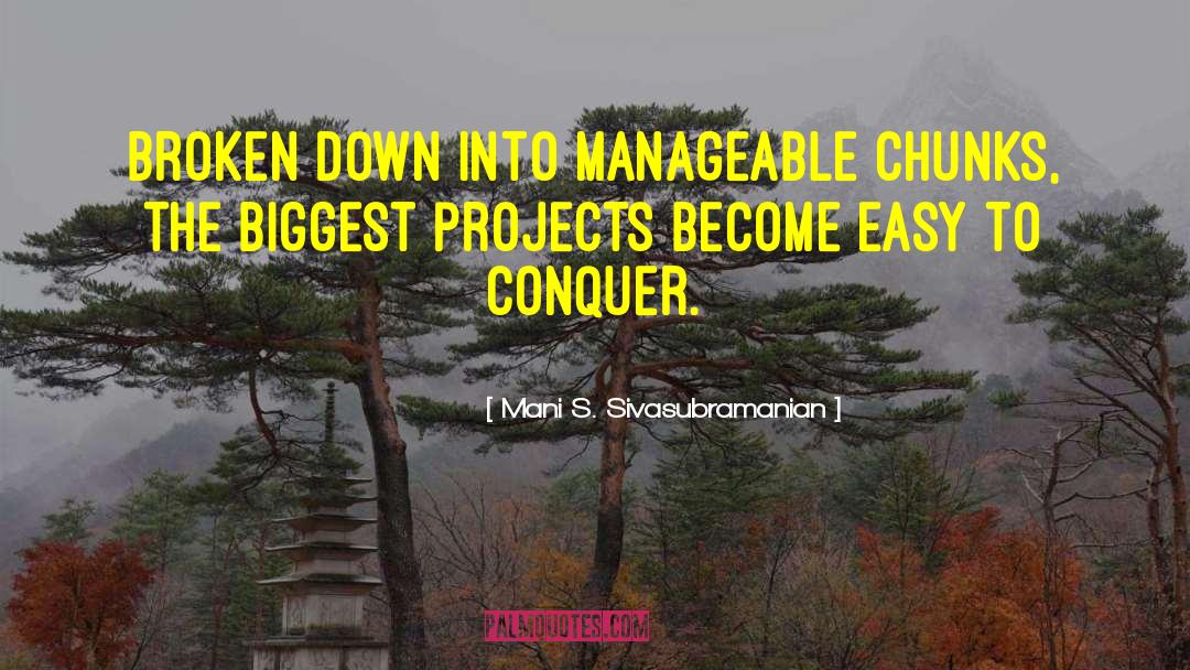 Mani S. Sivasubramanian Quotes: Broken down into manageable chunks,