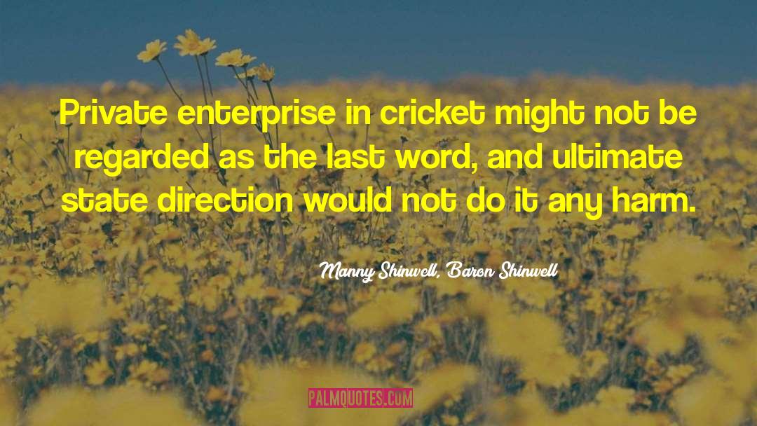 Manny Shinwell, Baron Shinwell Quotes: Private enterprise in cricket might