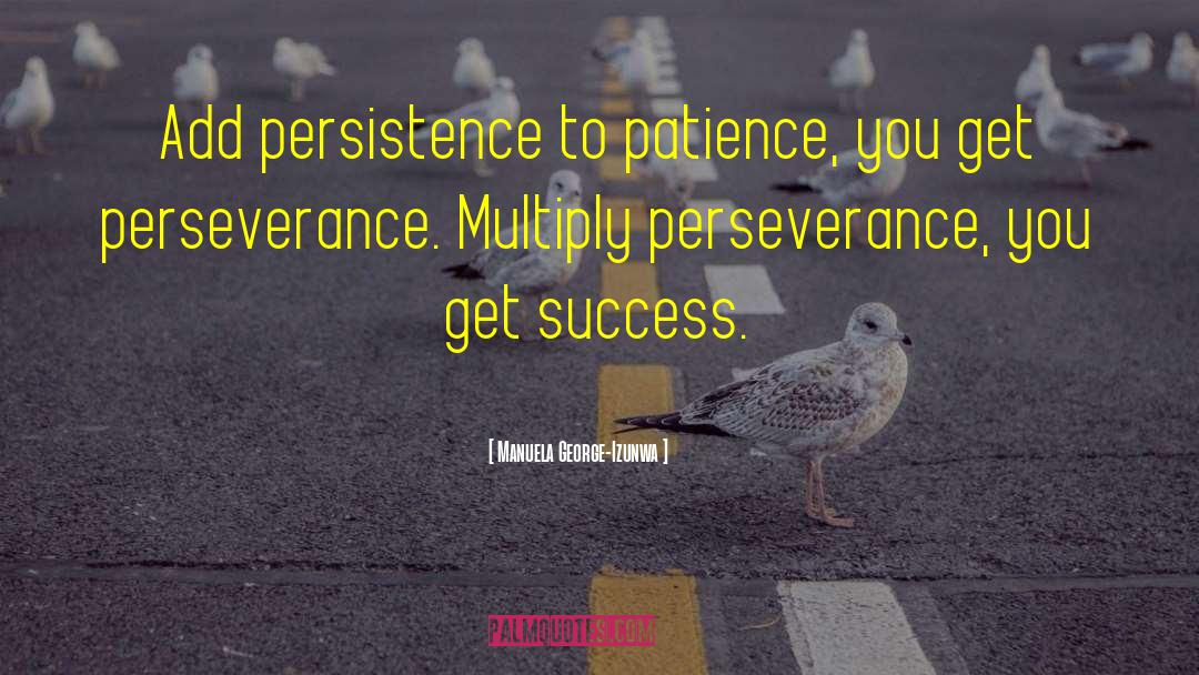 Manuela George-Izunwa Quotes: Add persistence to patience, you