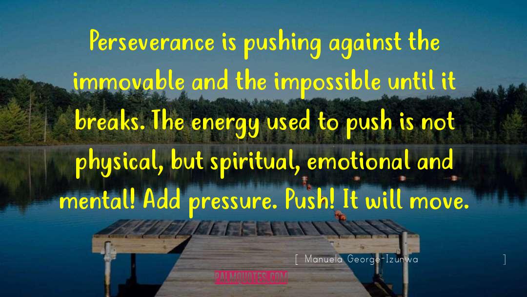 Manuela George-Izunwa Quotes: Perseverance is pushing against the