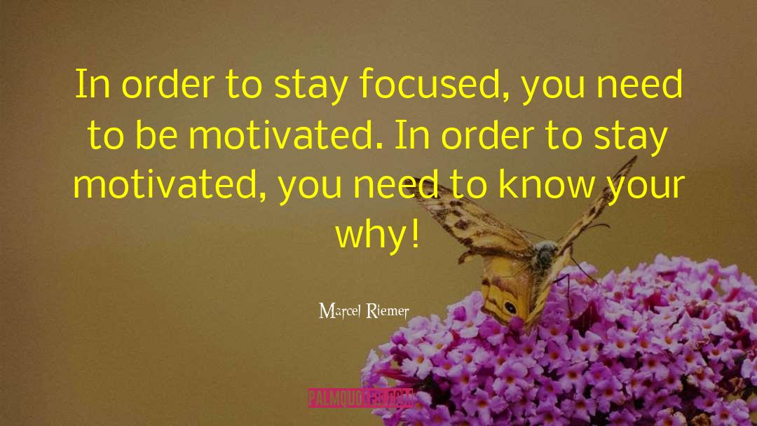 Marcel Riemer Quotes: In order to stay focused,