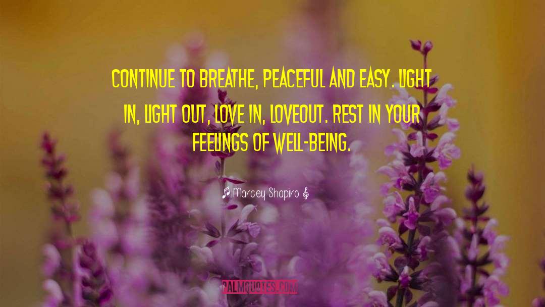 Marcey Shapiro Quotes: Continue to breathe, peaceful and
