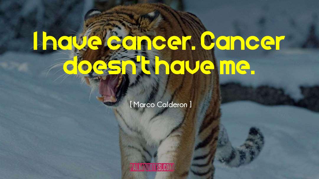 Marco Calderon Quotes: I have cancer. Cancer doesn't