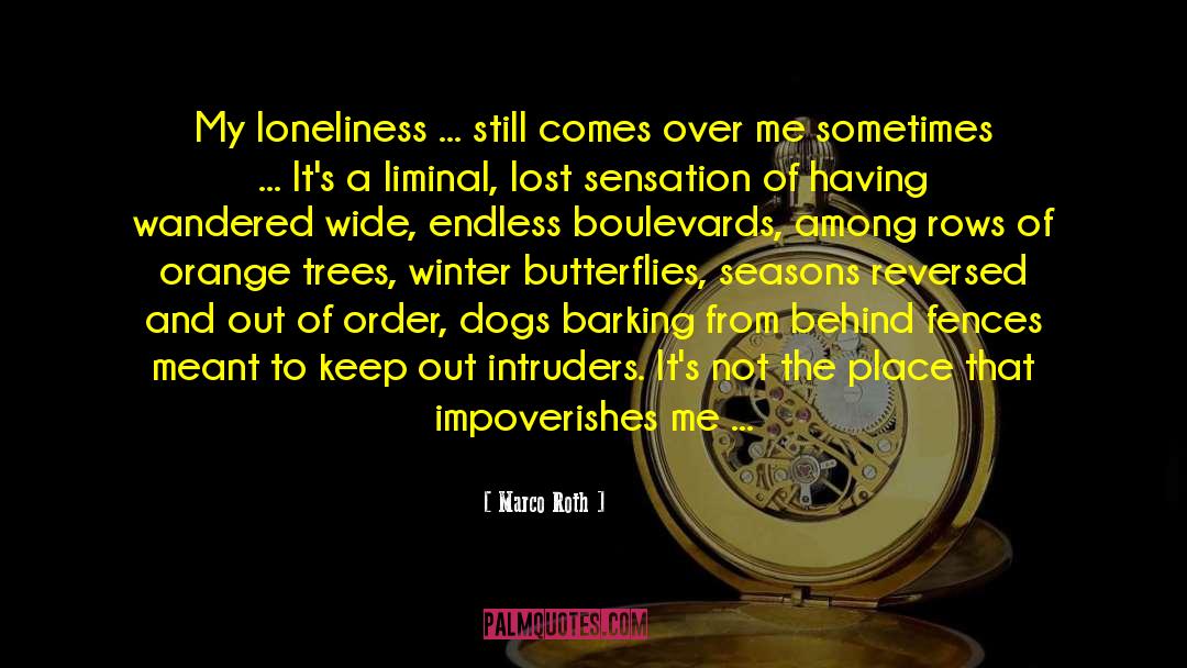 Marco Roth Quotes: My loneliness ... still comes