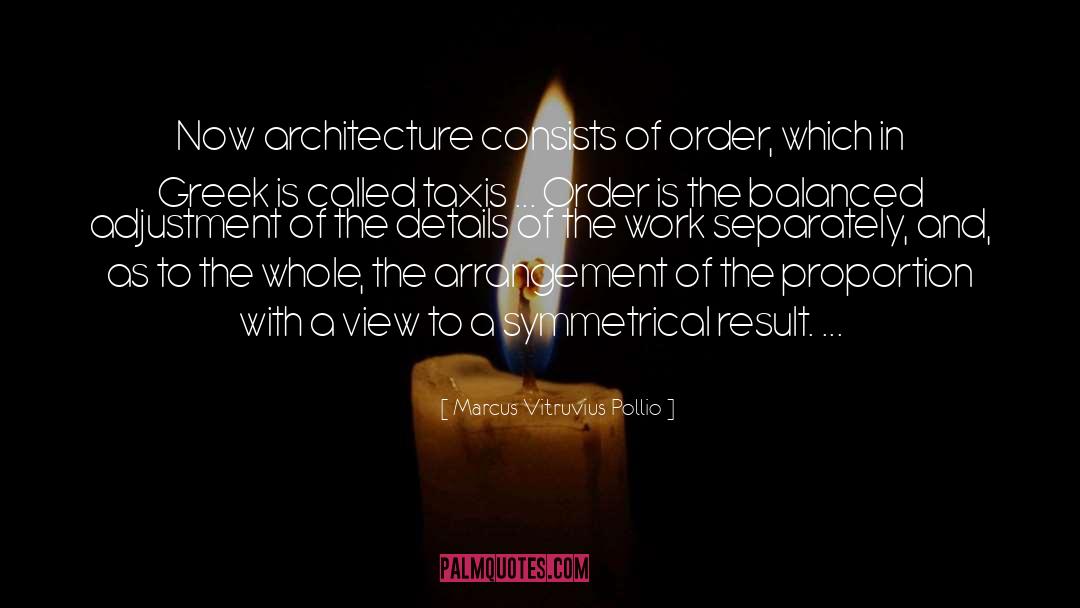 Marcus Vitruvius Pollio Quotes: Now architecture consists of order,