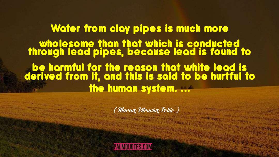 Marcus Vitruvius Pollio Quotes: Water from clay pipes is